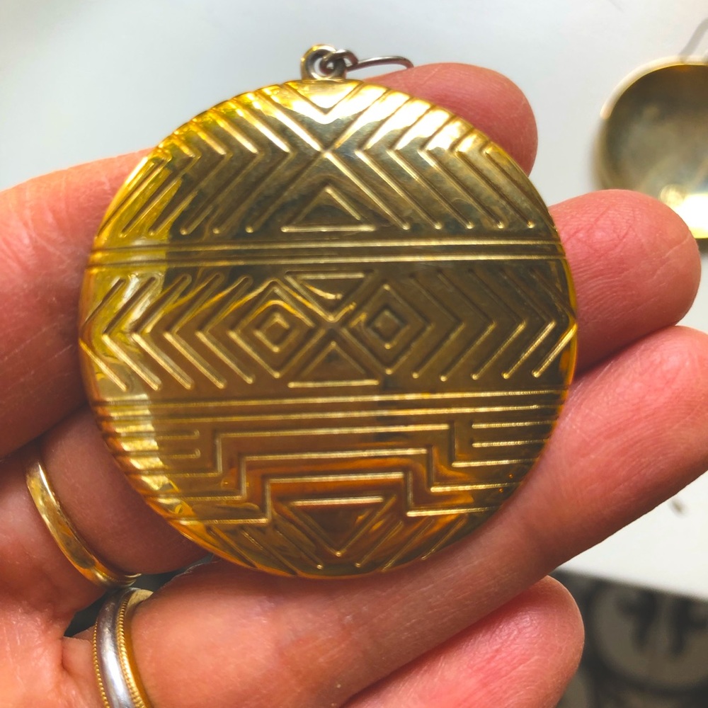 House of Harlow disc earrings, gold.